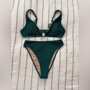 Shade & Shore Emerald Green Bikini Set size small